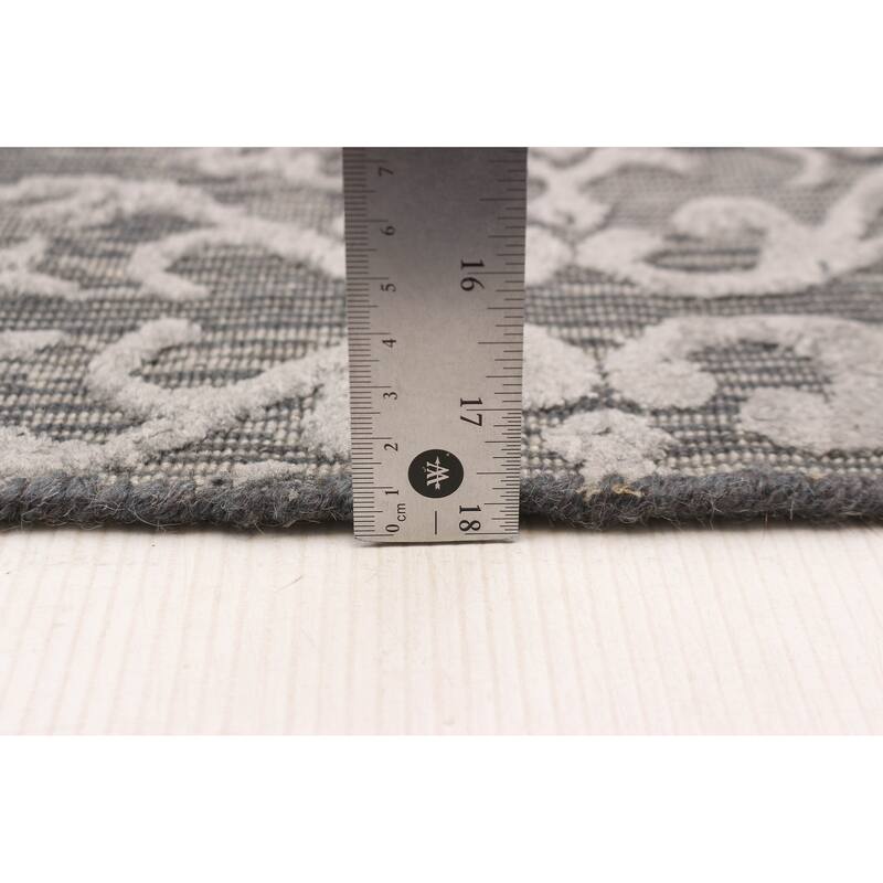 ECARPETGALLERY Hand Loomed Elysian Dark Grey Viscose, Wool Rug - 4'11 x 7'9