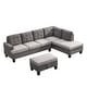 preview thumbnail 4 of 14, Fabric Tufted Sofa Set in Grey with Chaise Lounge and Storage Ottoman - 102"Wx70"Dx35"H
