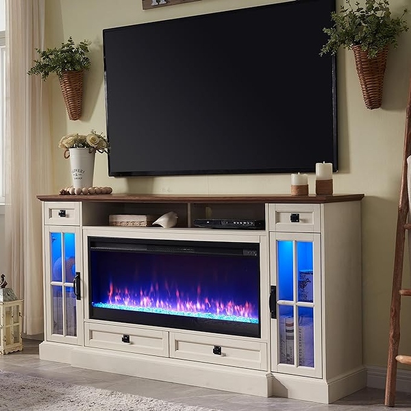 70 Farmhouse Fireplace TV Stand Entertainment Center Console Table On Sale Bed Bath Beyond 40677211