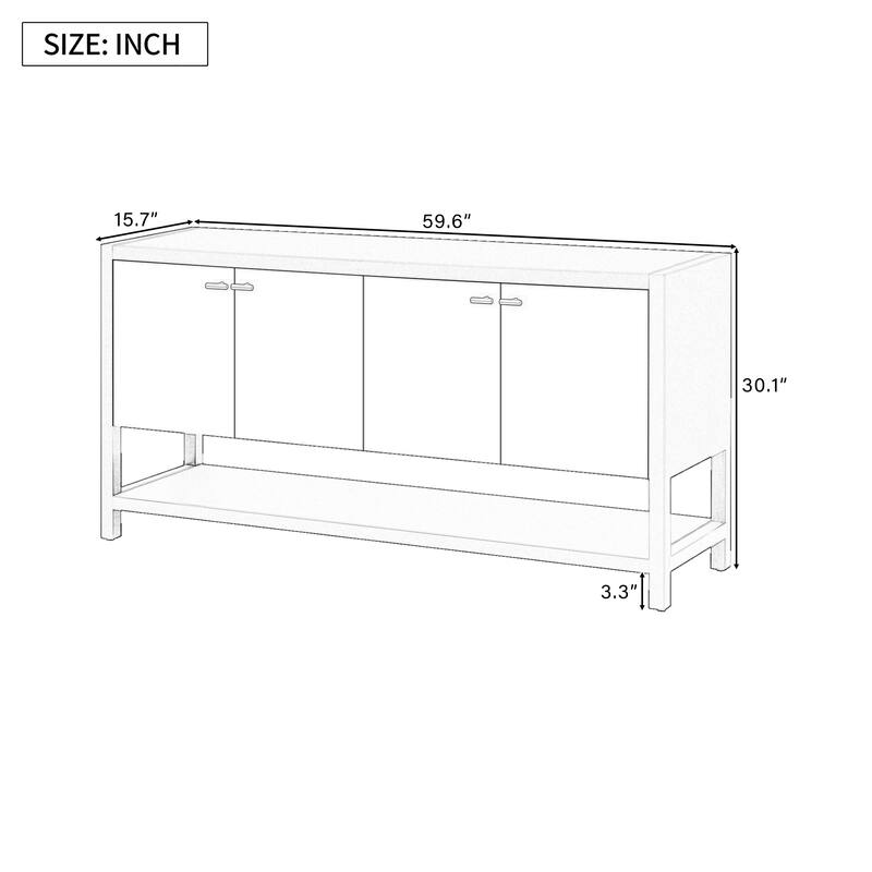 Living Room Storage Entryway Console Table with 4 Door and Open Shelf
