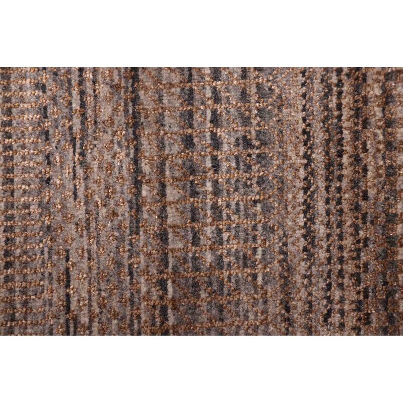 ECARPETGALLERY Hand-knotted Finest Silk Shadow Taupe Viscose, Wool Rug - 5'11 x 8'11