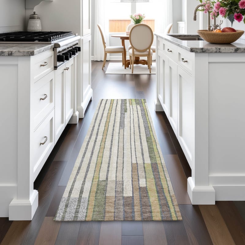 Machine Washable Indoor/Outdoor Casual Contemporary Chantille Rug