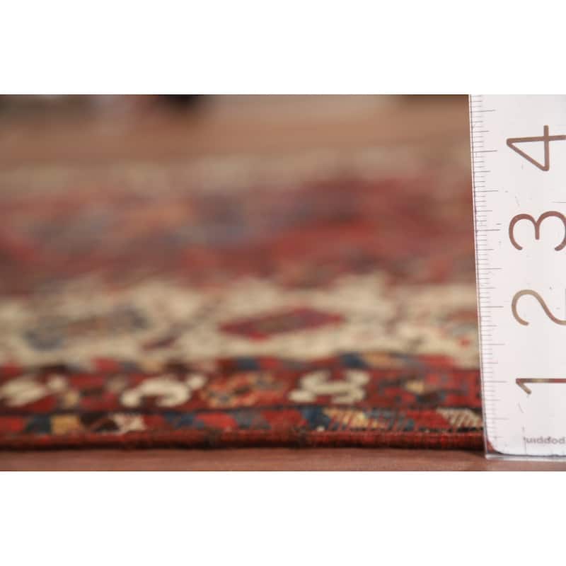 Pre-1900 Antique Vegetable Dye Qashqai Persian Orange Wool Carpet - 4'7" x 8'7"