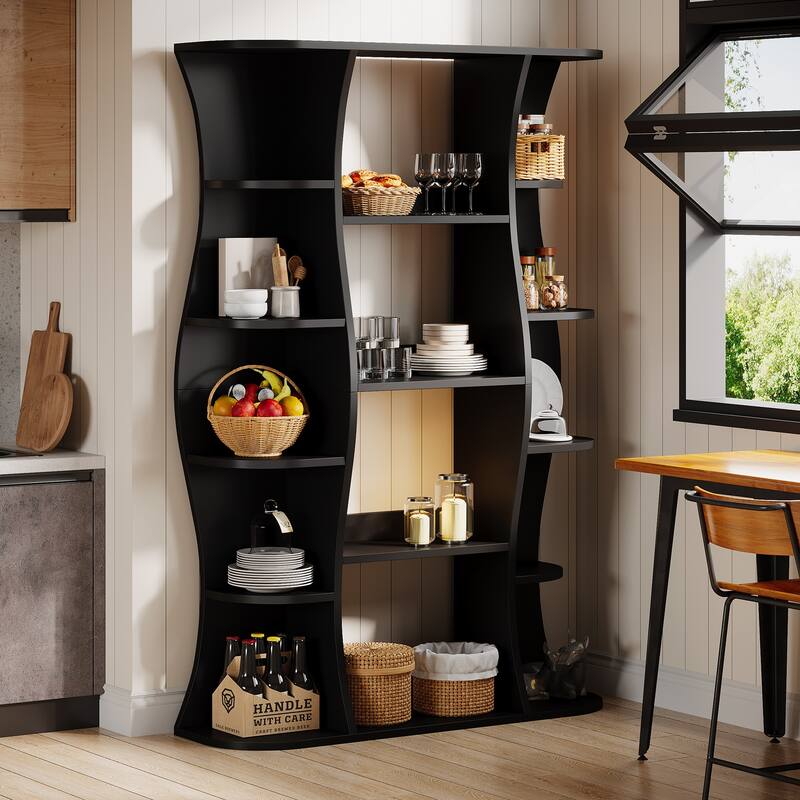 5-Tier Modern Black Bookshelf, 70.87" Open Tall Bookcase and Bookshelves