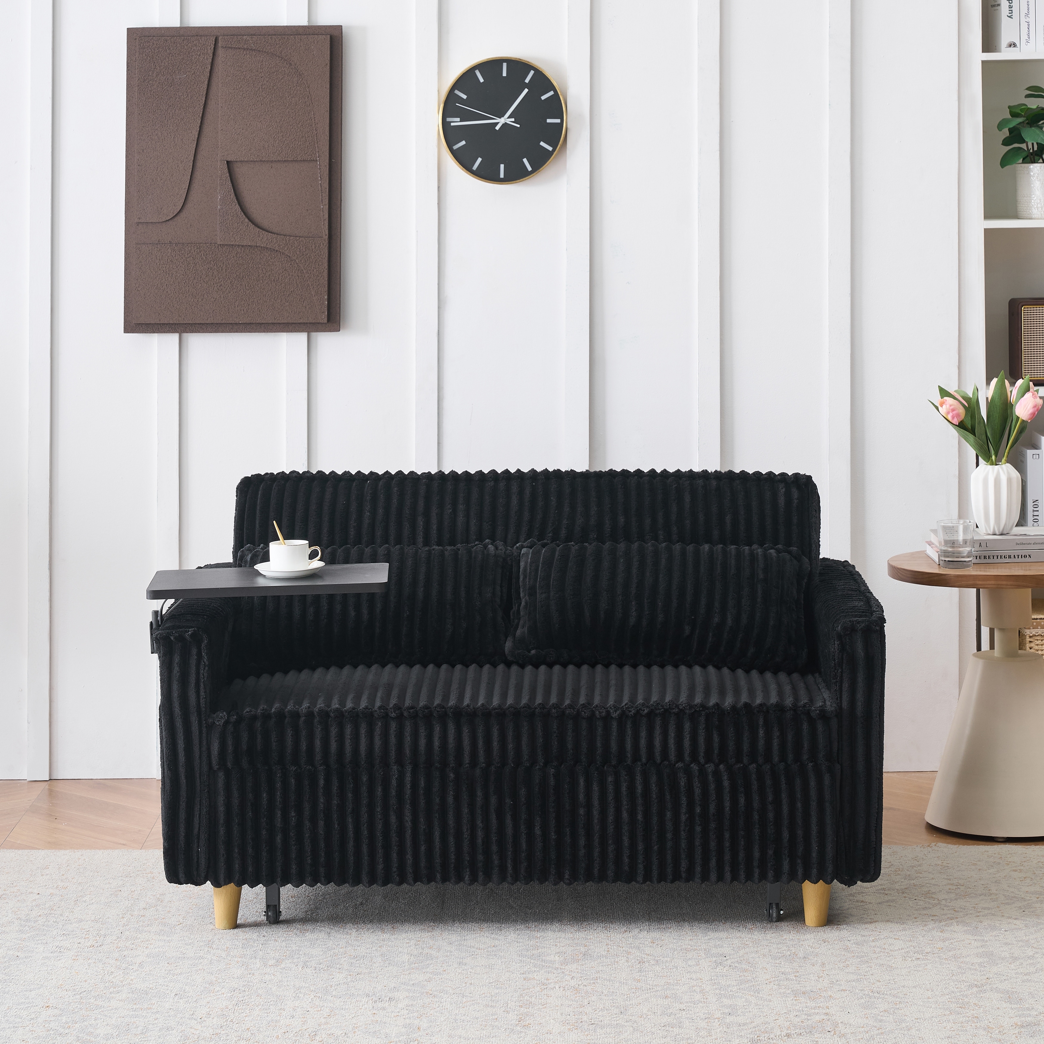 Sleeper Sofa Folding Loveseat with 2 Pillows & USB Charging, Convertible Sofa Bed Multi-Functional Loveseat