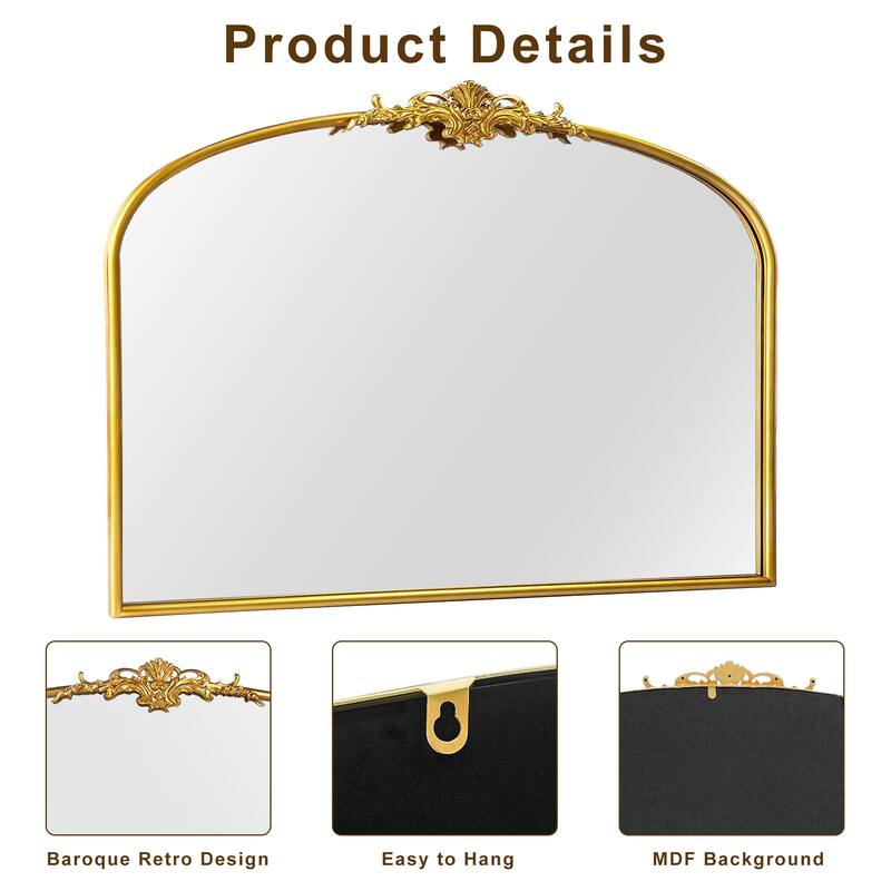 Vintage Carved Arched Mirror Baroque Mirror