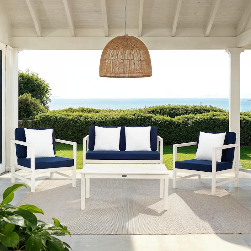 SAFAVIEH Outdoor Citlali 4-Piece Conversation Set with Accent Pillow - 50W x 29D x 29H