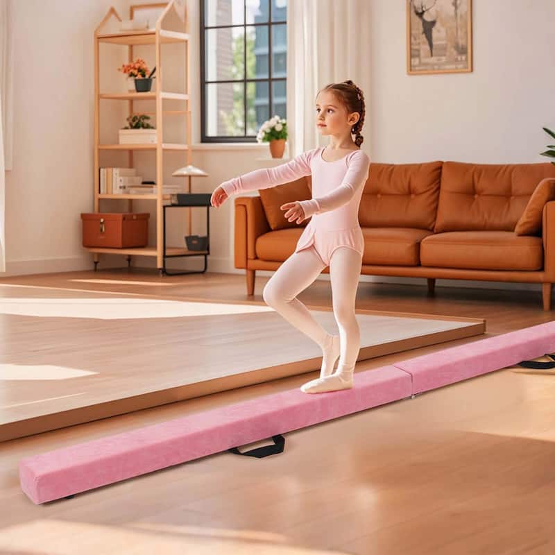 Costway 8 FT Folding Gymnastic Beam with Anti-slip Base Pine Wood - See Details