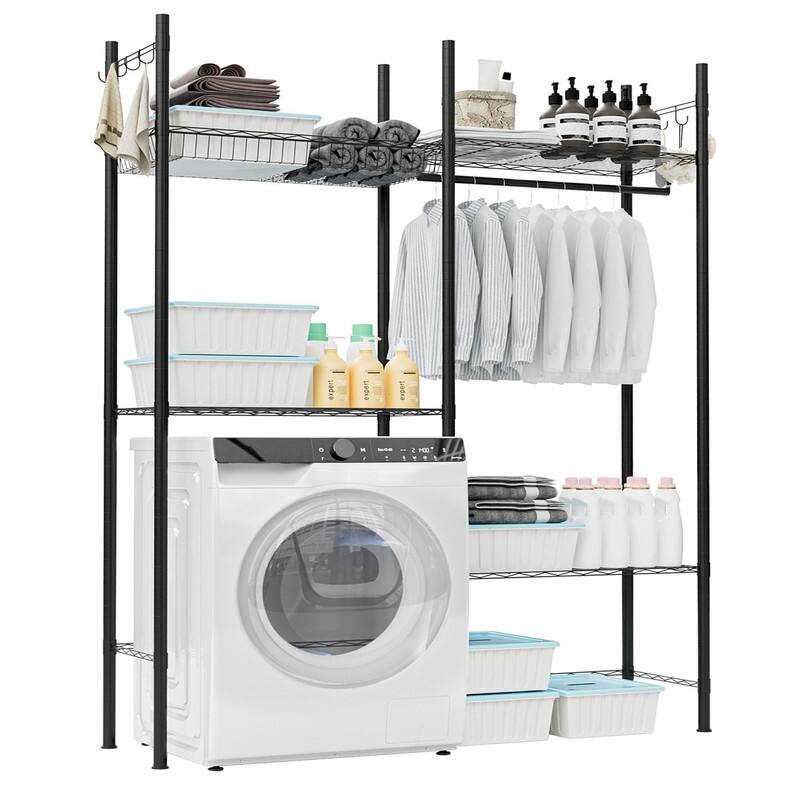 Over Washer and Dryer Shelves - 17.32"D x 57.68"W x 77"H - Black - 17.32"D x 57.68"W x 77"H