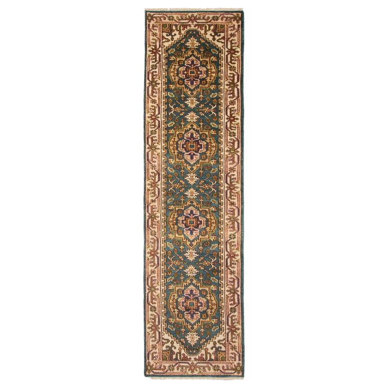 ECARPETGALLERY Hand-knotted Serapi Heritage Teal Wool Rug - 2'5 x 10'1 - Teal - 2'5 x 10'1