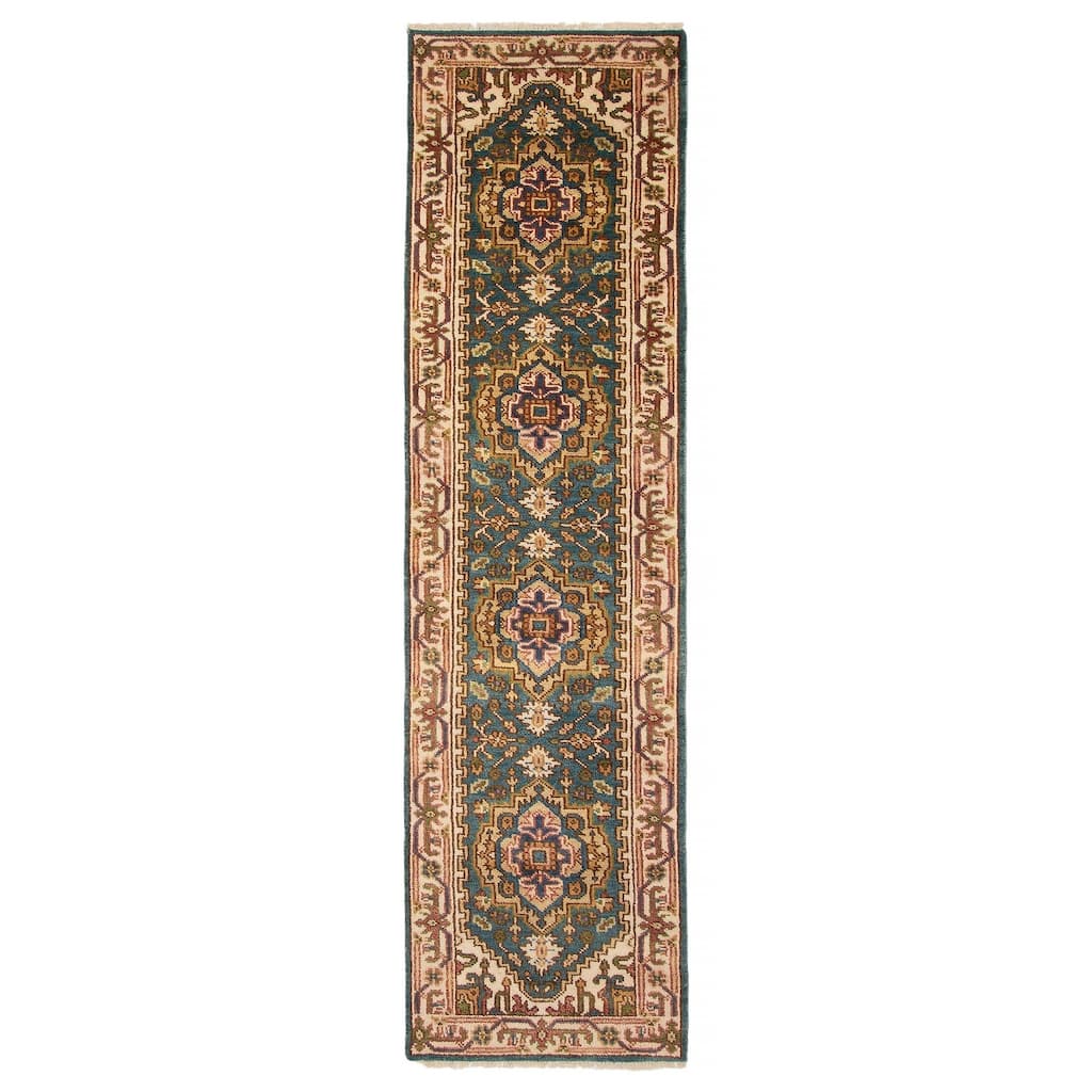 ECARPETGALLERY Hand-knotted Serapi Heritage Teal Wool Rug - 2'5 x 10'1