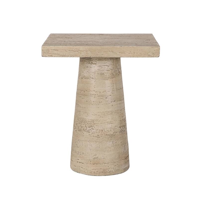 Cement Square Side Table with Pedestal Base