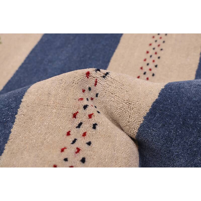 ECARPETGALLERY Hand Loomed Kashkuli Gabbeh Light Grey Wool Rug - 6'7 x 9'8