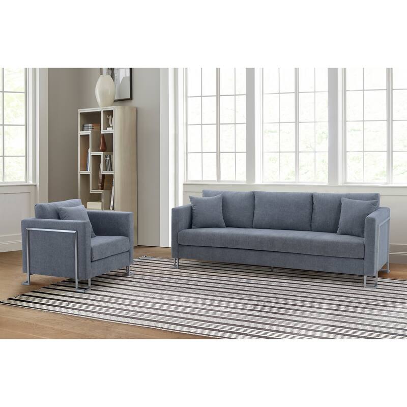 Heritage 2 Piece Fabric Upholstered Sofa & Chair Set