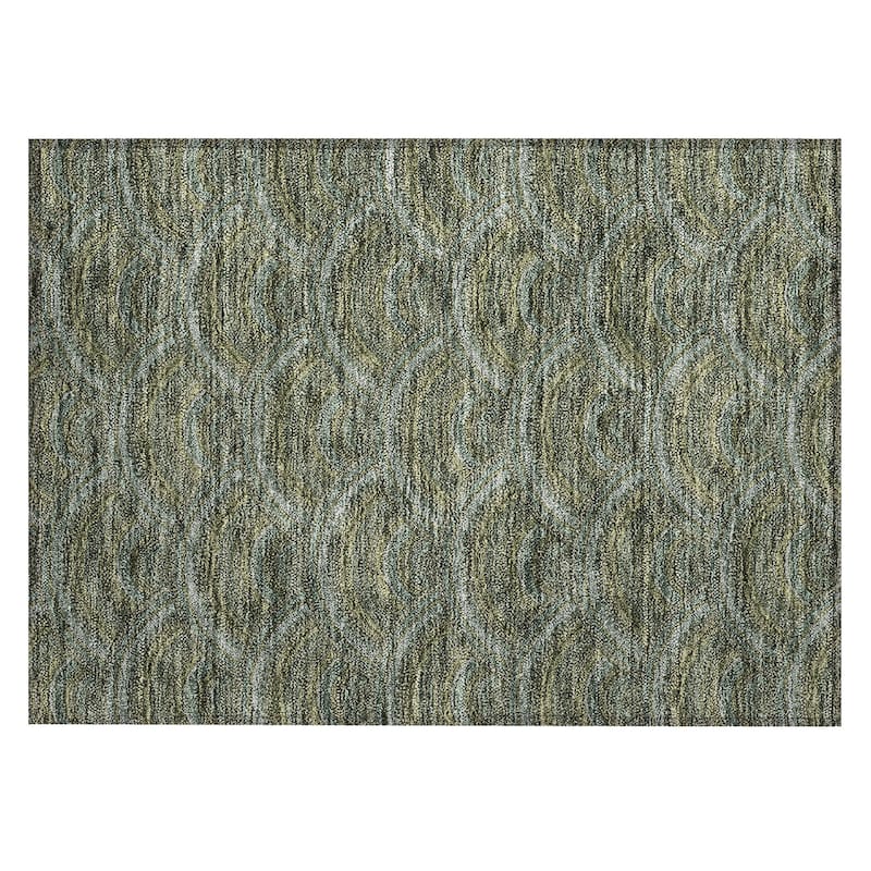 Machine Washable Indoor/ Outdoor Modern Mosaic Chantille Rug