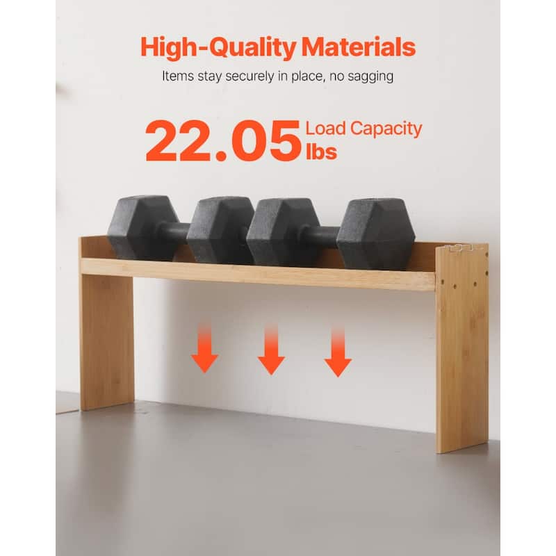 Natural Wicker Over-Stove Spice Shelf with Hooks and Moisture-Resistant Finish - 32.6x5.5x13 inch