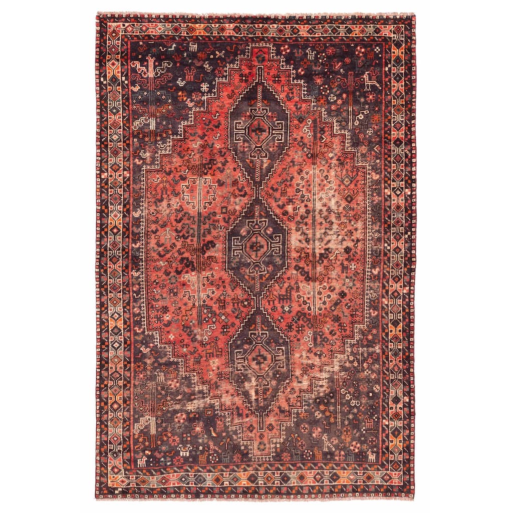 ECARPETGALLERY Hand-knotted Melis Light Red Wool Rug - 6'4 x 9'8