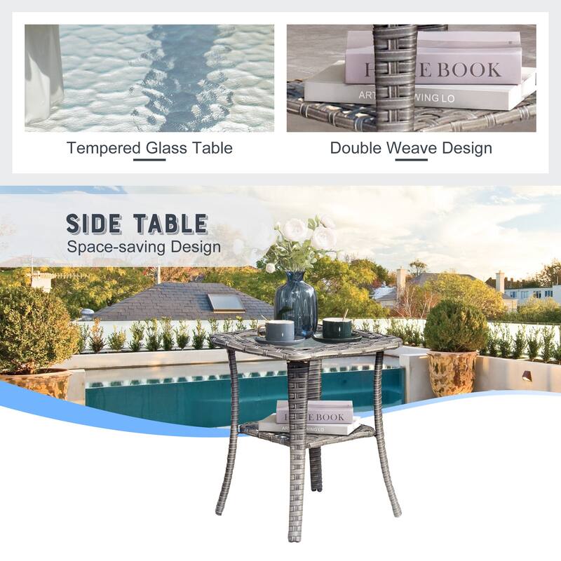 OVIOS 7-piece Wicker Sectional Sofa Swivel Rocking Chair Set