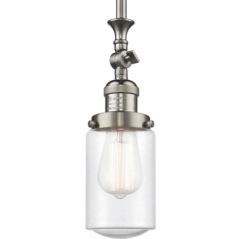 Innovations Lighting Dover 5" Wide Mini Rod Hung Adjustable Pendant - Brushed Satin Nickel / Seedy