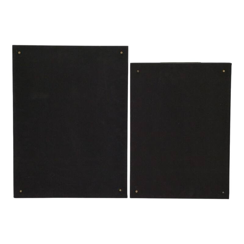 Wood Decorative Trays Metallic Handles (Set of 2) - 17/20" Black - 20.0"