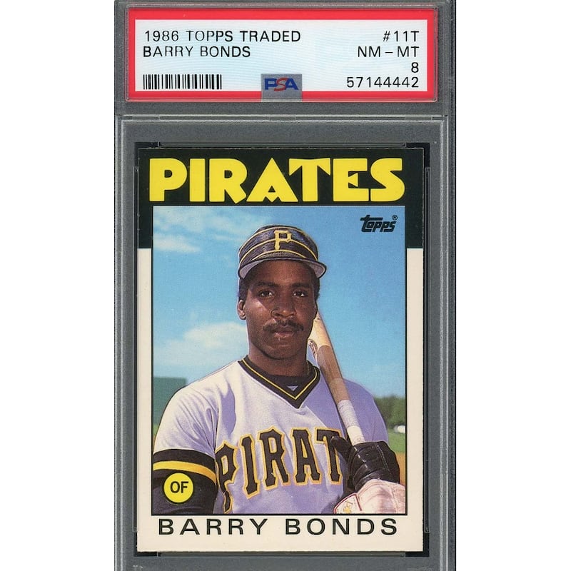 Barry Bonds 1986 Topps Traded Baseball Rookie Card RC #11T Graded PSA 8 - 8'6" x 11'6"