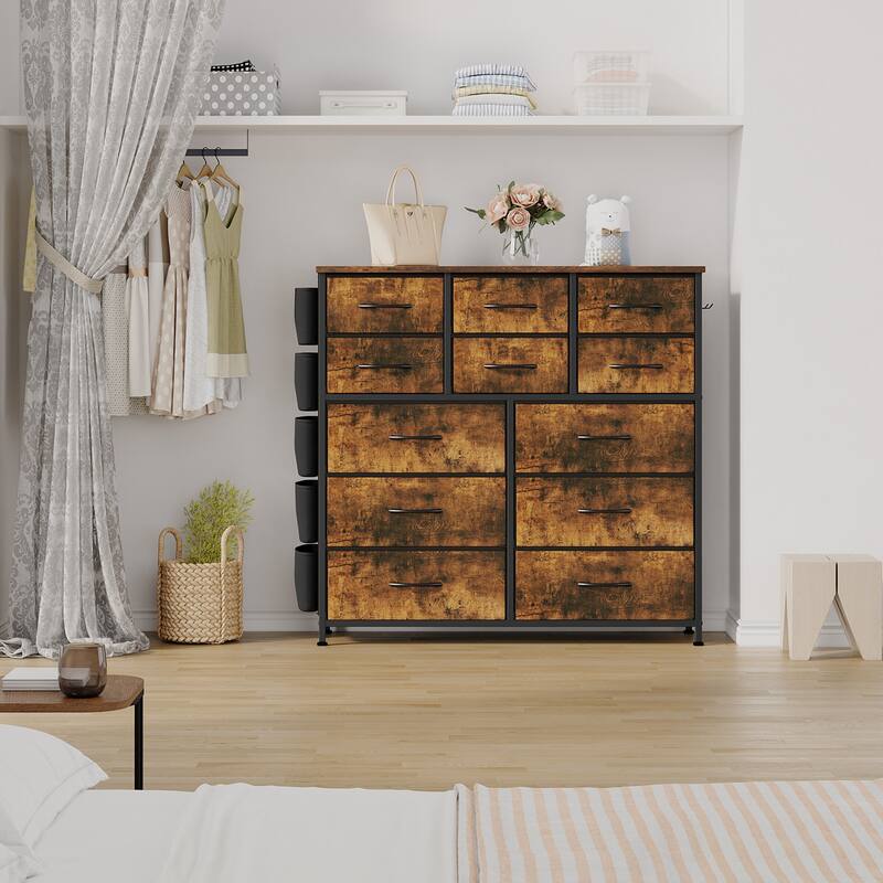 12 Drawer Dresser, Storage Organizer Unit with Fabric