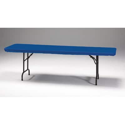 12 Blue Solid Stay Put Plastic Picnic Party Table Covers 96"
