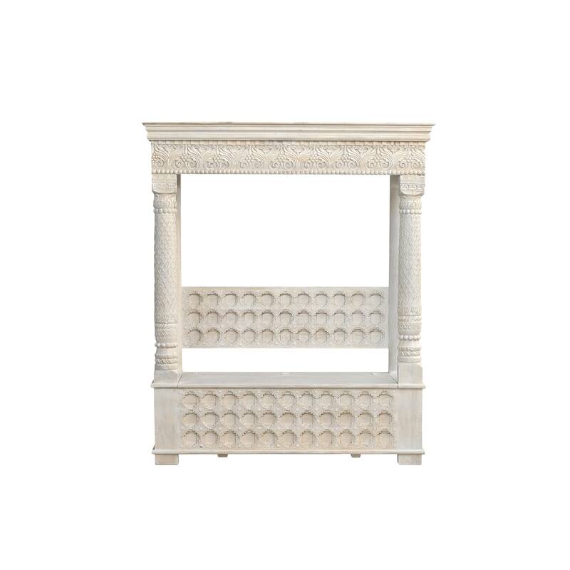 Clara Carved Solid Wood Hall Tree Bench