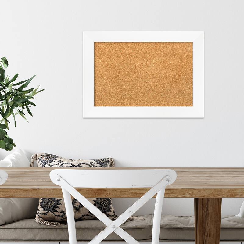 Cabinet White Narrow Framed Cork Bulletin Memo Board