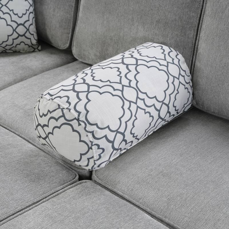 Convertible Sectional Sofa Bed with Flip-Top Table, USB Ports & Cup Holder, Chenille L-Shaped Sofa with Dual Pull-Out Sleepers