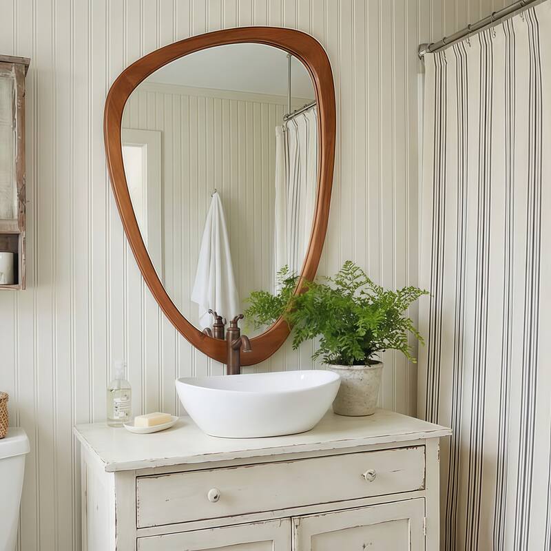 Irregular Solid Wood Frame Decorative Mirror