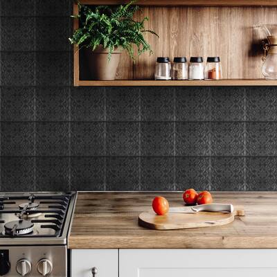 Merola Tile Triplex Valverde Black 7.75" x 7.75" Ceramic Wall Tile