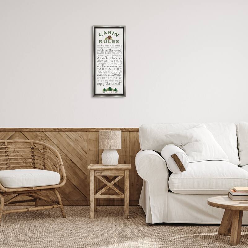 Stupell Fun Rustic Cabin Rules Framed Floater Canvas Wall Art Design By Seven Trees Design
