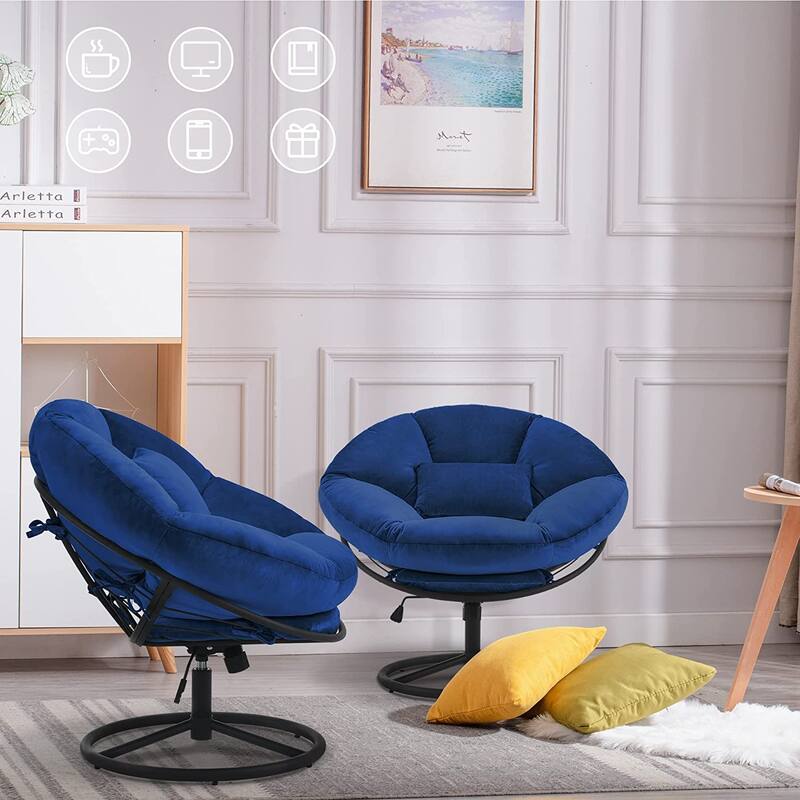 MCombo Gas Lift Swivel Papasan Chair with Height Adjustment, Velvet HQ405