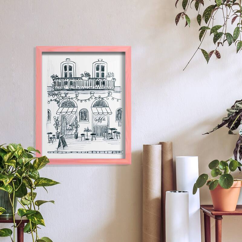 Italian Street Sketch II -Framed Print w/glass-Cherry Red