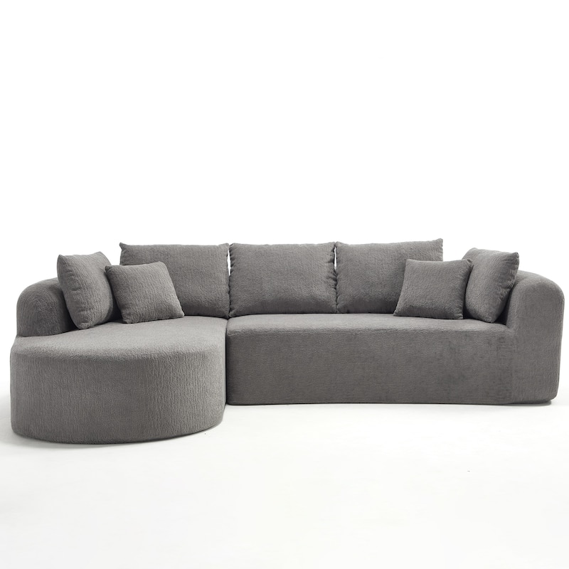 L-Shaped Modular Sectional Sofa with Chaise Lounge, Corduroy Boneless Cloud Sofa, High-Resilience Foam Compressed Sofa