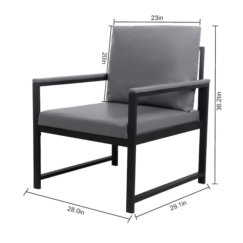 Metal Accent Arm Chair with PU Leather Padded for Living Room