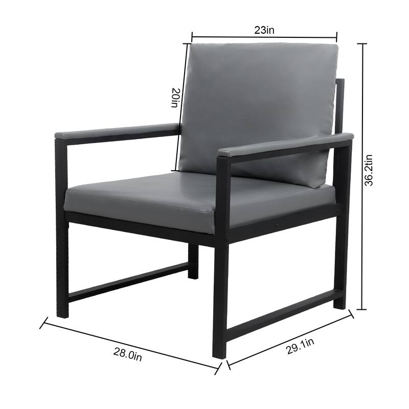 PU Leather Armchair with Metal Frame & Comfortable Cushion