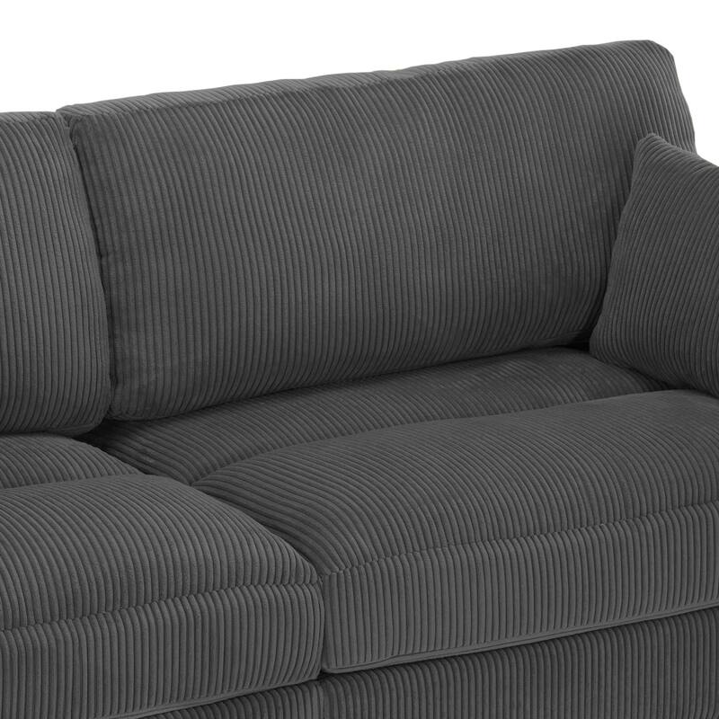 Modern Corduroy Modular Couch Sectional Sofa With Pillows