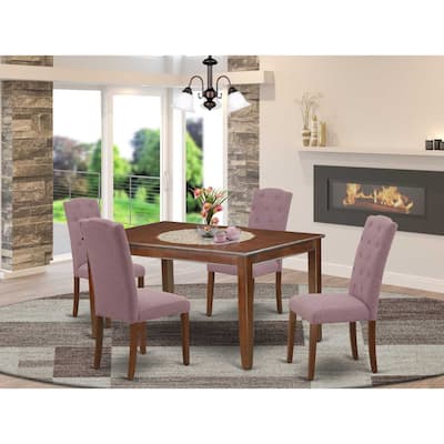HomeStock 5-Pc Mahogany Finish Solid Wood Top - Rectangular Dining Room Set - Seats 4