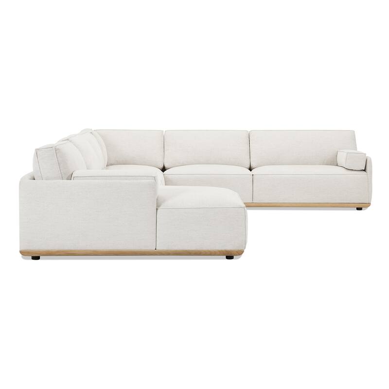 Destin 164" Chaise Sectional Sofa with Bolster Pillows and Wood Storage Console