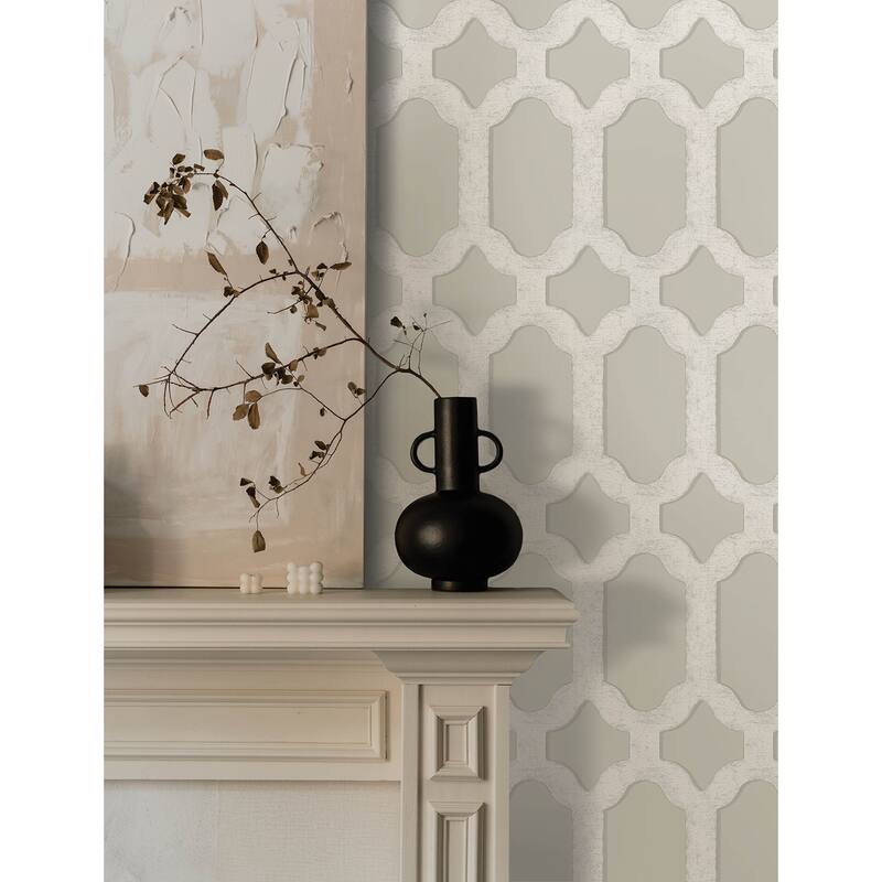 Chesapeake Chervil Light Grey Trellis Wallpaper