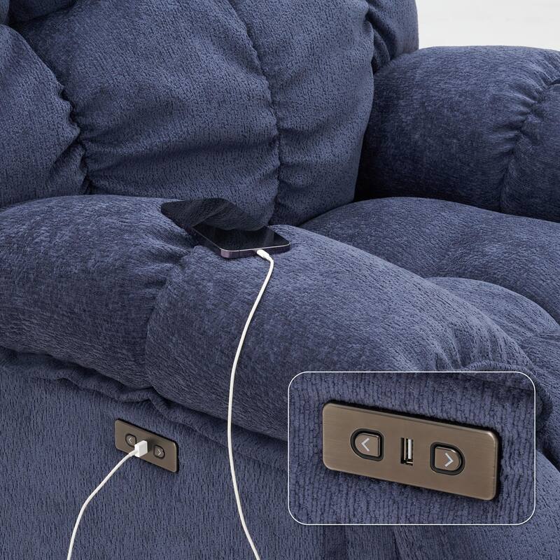 Fabric 360° Swivel Electric Recliner Chair with Glide Motion