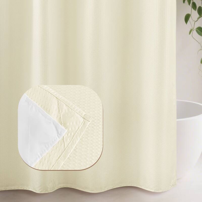 No Hook Embossed Shower Curtain with Snap-in Liner