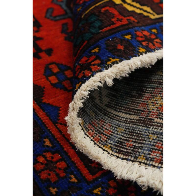 Hand Knotted Oriental 100% Wool Carpet Traditional Geometric Oranges & Rust Heriz Runner Rug - 14' 9'' X 3' 0''