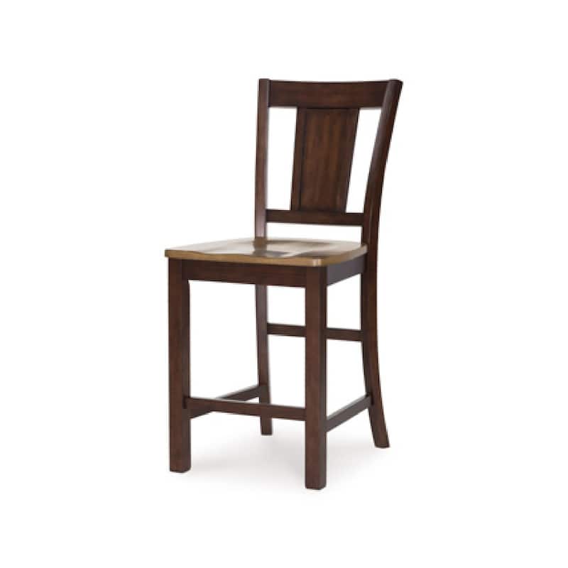 Rex Counter Height Chair Set of 2, Light Brown Plank Seat, Dark Brown