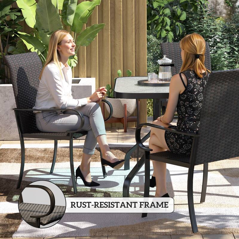 2-Piece Outdoor Hand-Woven PE Rattan Patio Chairs Set with Steel Frame and High Backrest - 23.6" W x 26.8" D x 40.6" H