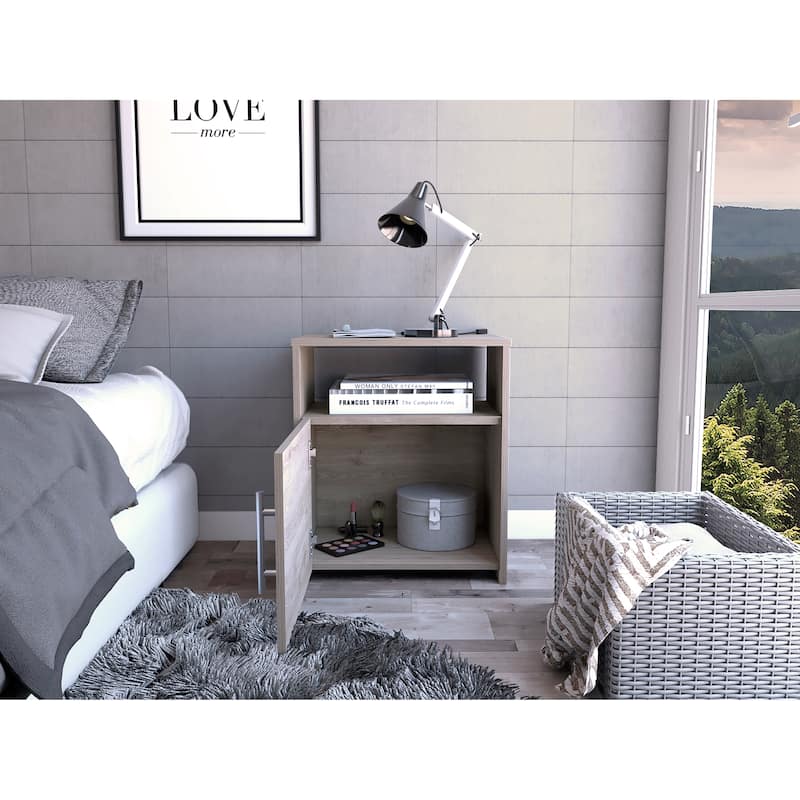 Nightstand Cuarzz,One Cabinet,Light Gray Finish，for Living Room,and Dining Room