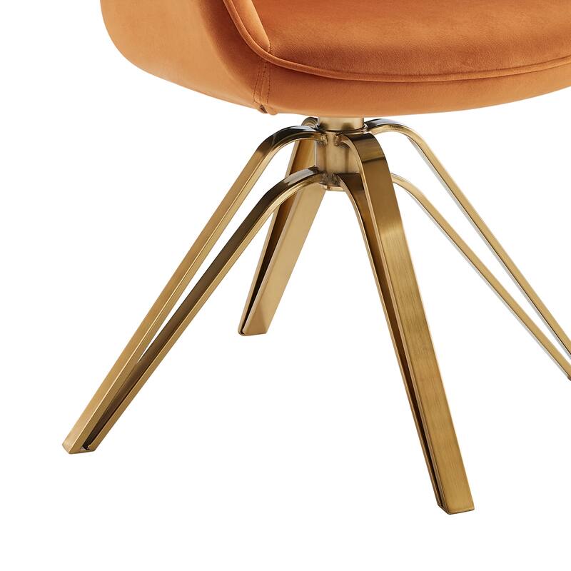 Art Leon Set of 2 Velvet Swivel Dining Chair with Golden Legs