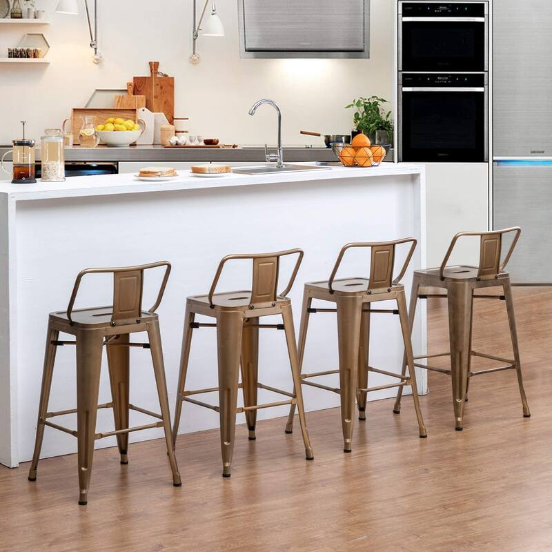 Industrial bar stools Set of 4,Metal Bar Stools